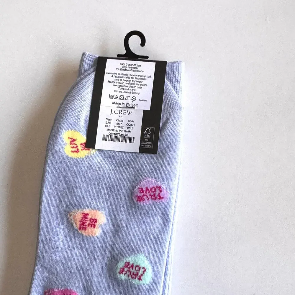 J.Crew Women's Candy Hearts Crew Style Socks NWT